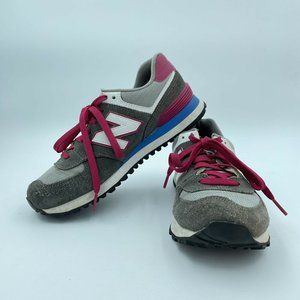 New Balance Women's 574 Sneakers Gray White-Pink Size 7.5